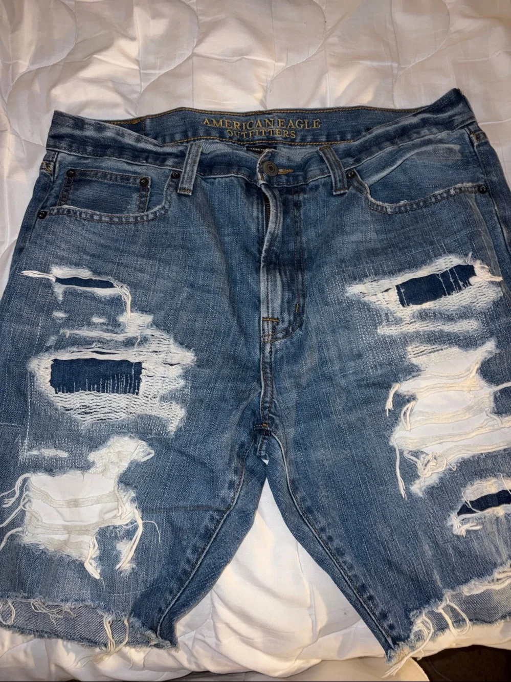 Buffalo David Bitton Distressed Light and Dark Blue Men's Jeans